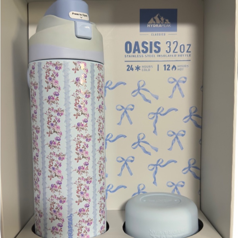 Floral Insulated Bottle - Blue